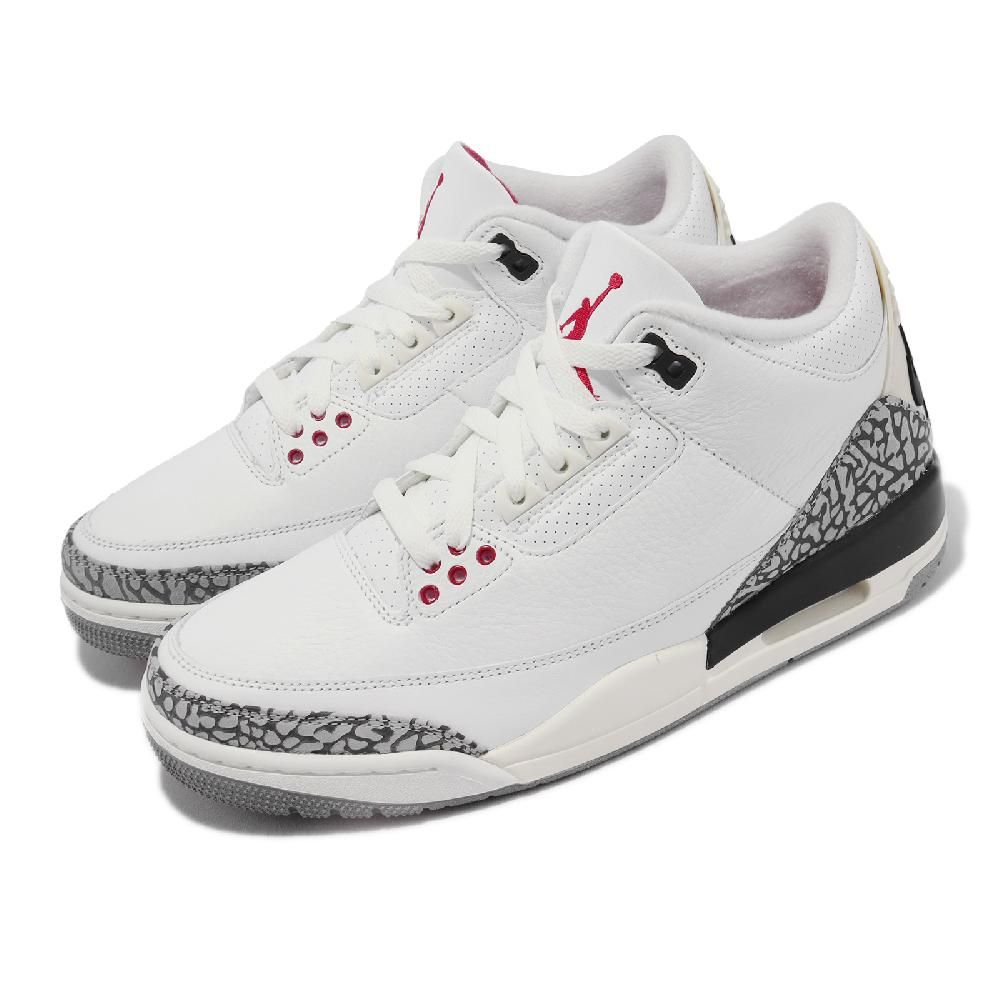 Nike 耐吉休閒鞋Air Jordan 3 Retro 男鞋白紅白水泥爆裂紋復刻OG 老