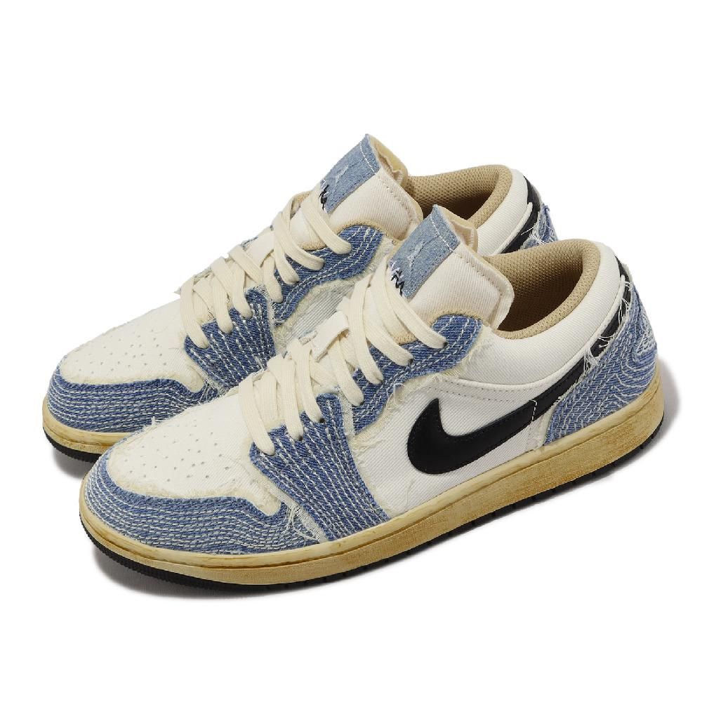 Nike 耐吉Air Jordan 1 Low SE WRMK 男鞋藍仿舊丹寧牛仔做舊AJ1 休閒鞋