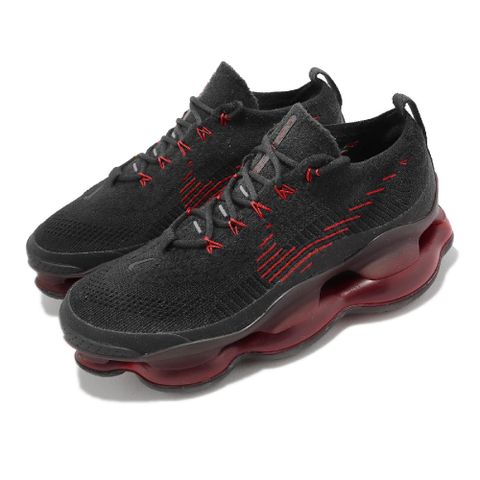 Nike 耐吉 休閒鞋 Air Max Scorpion FK 男鞋 黑 紅 大氣墊 針織鞋面 DJ4701-004