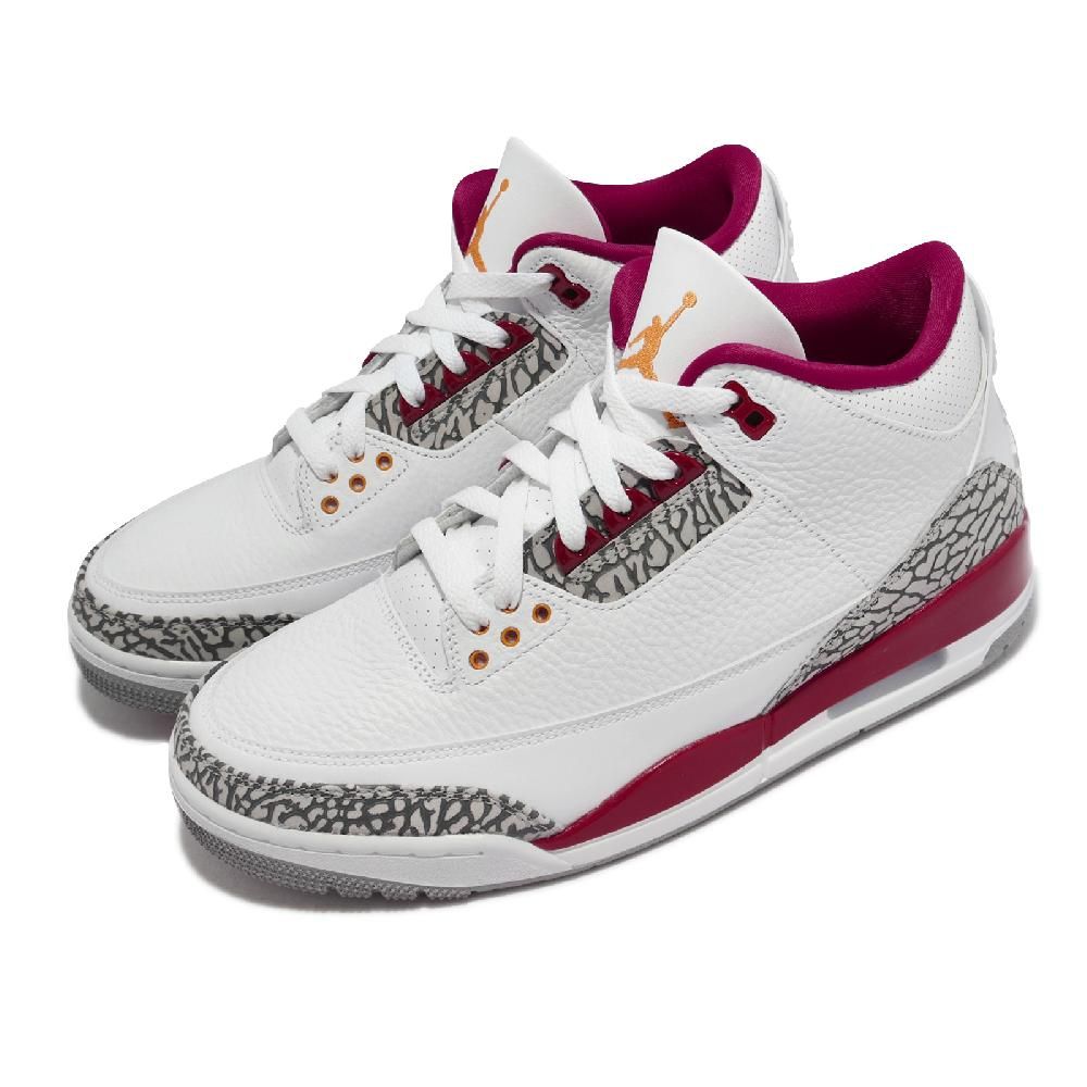 Nike 耐吉休閒鞋Air Jordan 3 Retro 男鞋白紅爆裂紋喬丹三代紅雀AJ3