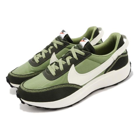 Nike 休閒鞋 Waffle Debut 男鞋 深綠 森林綠 米白 經典 麂皮 皮革 異材質 DH9522-300