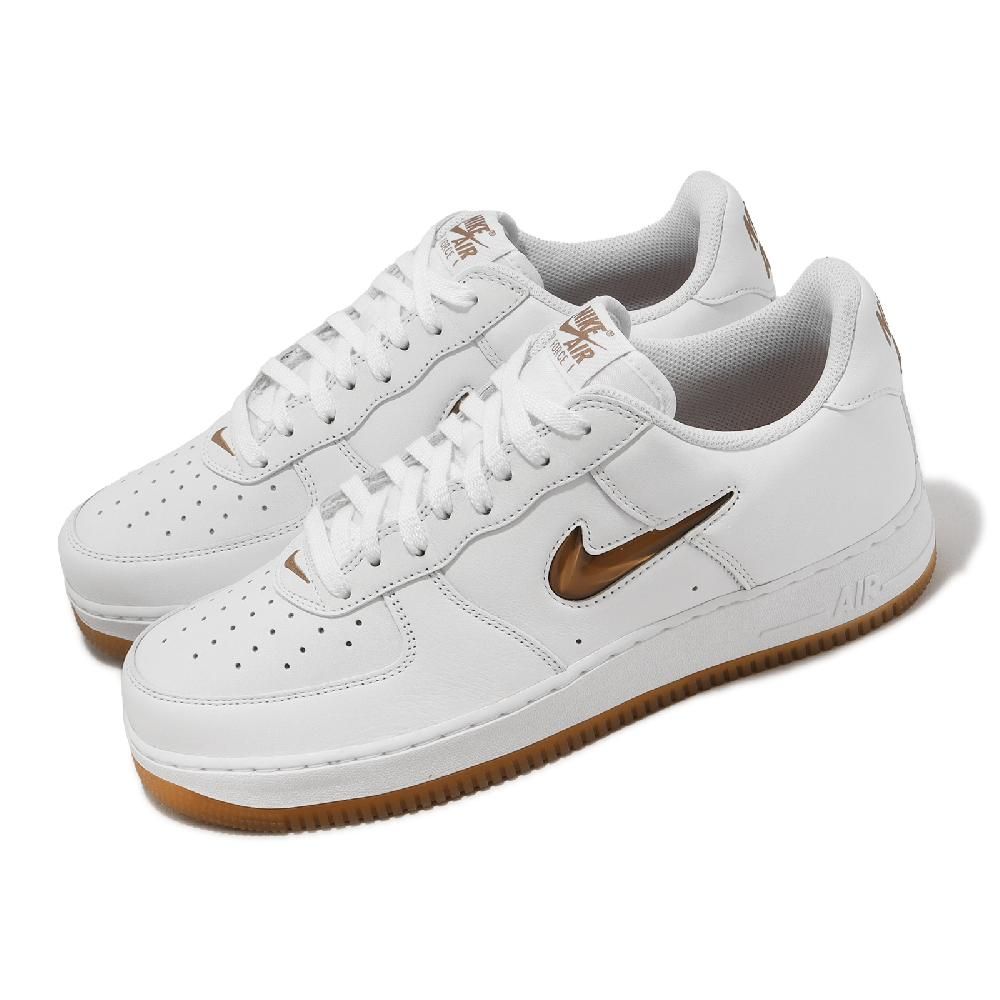 Nike 耐吉休閒鞋Air Force 1 Low Retro 男鞋白棕皮革小勾AF1