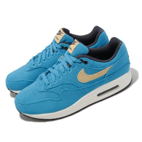 NIKE 耐吉 休閒鞋 Air Max 1 PRM Corduroy 男鞋 藍 卡其 燈芯絨 波羅海藍 FB8915-400