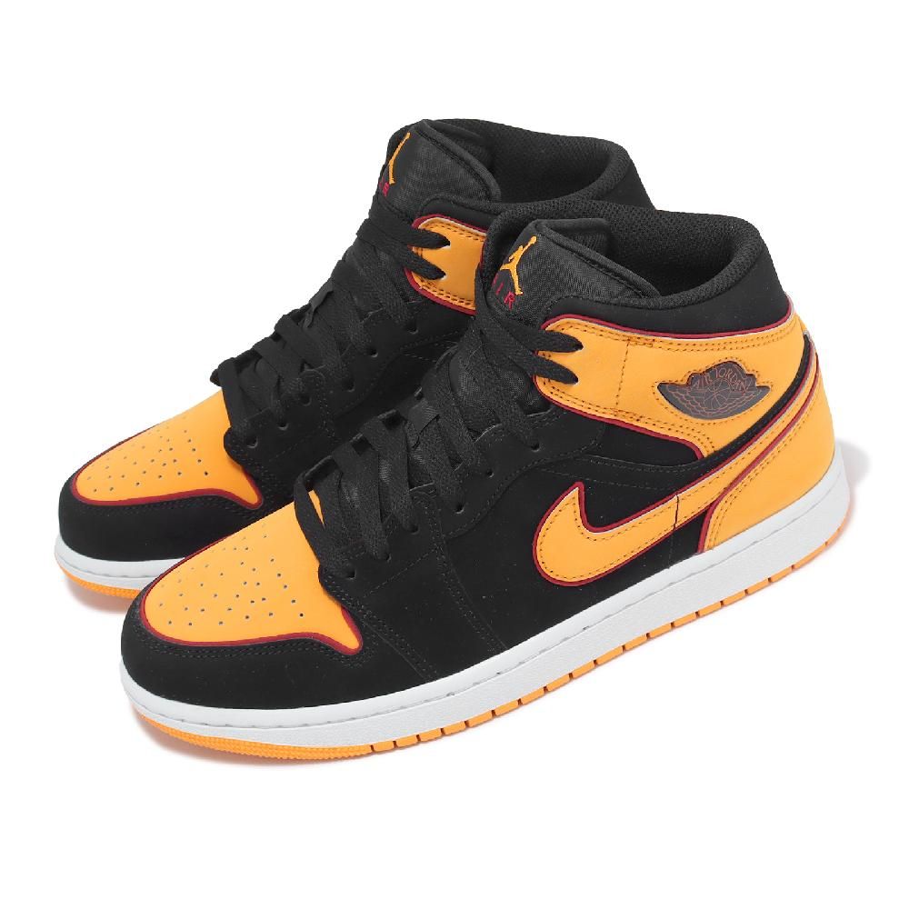 Nike 耐吉Air Jordan 1 Mid SE Vivid Orange 男鞋夕陽橘黑AJ1 休閒鞋