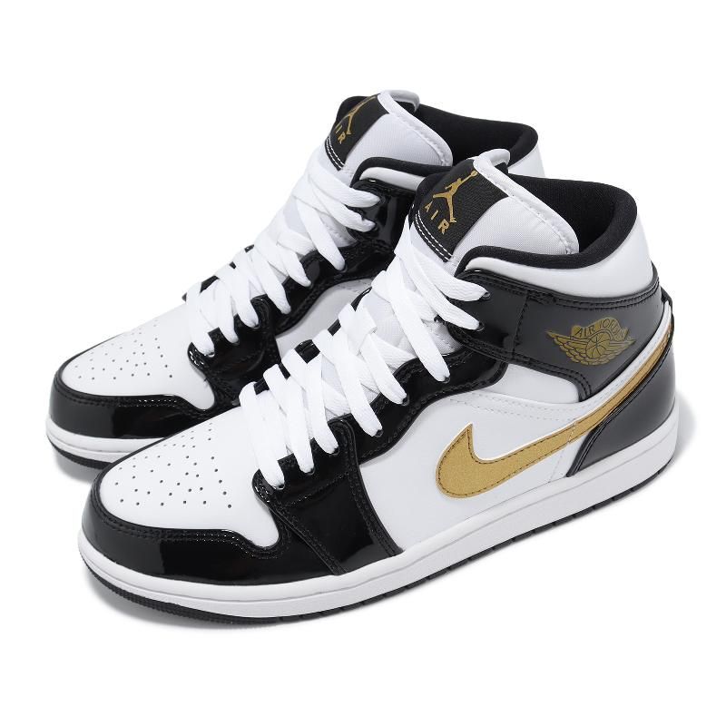 Nike 耐吉休閒鞋Air Jordan 1 Mid SE 男鞋黑金AJ1 喬丹一代漆皮852542