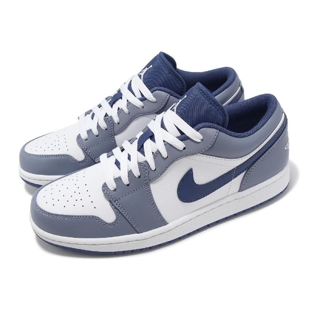 NIKE 耐吉   休閒鞋 Air Jordan 1 Low 男鞋 白 藍 皮革 AJ1 低筒 一代 喬丹 553558-414