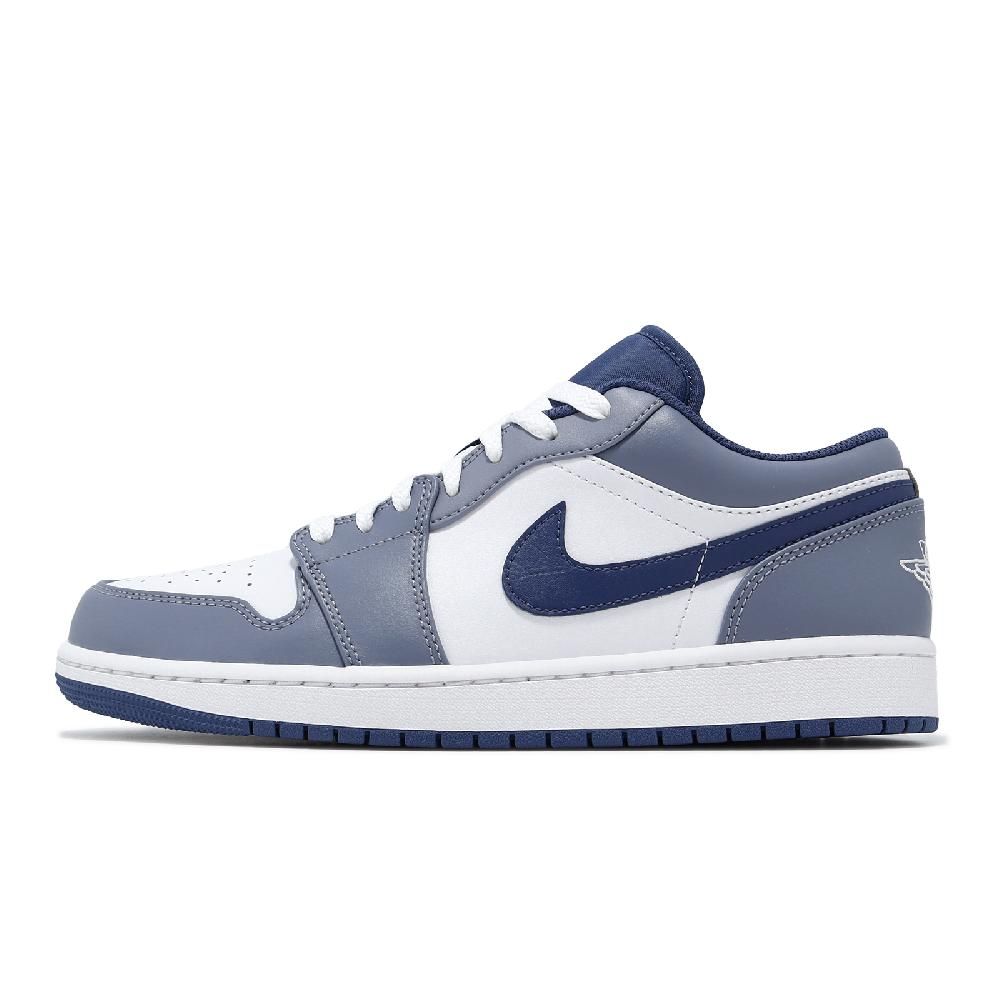 NIKE 耐吉   休閒鞋 Air Jordan 1 Low 男鞋 白 藍 皮革 AJ1 低筒 一代 喬丹 553558-414