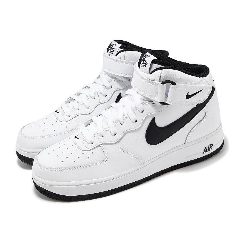 Nike 耐吉休閒鞋Air Force 1 Mid 07 男鞋白黑中筒皮革魔鬼氈AF1 DV0806