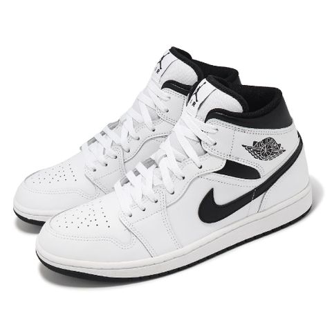 Nike 耐吉 休閒鞋 Air Jordan 1 Mid 男鞋 白 黑 反轉熊貓 皮革 中筒 AJ1 一代 DQ8426-132