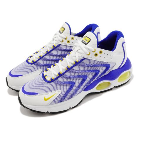 NIKE 耐吉 休閒鞋 Air Max TW 男鞋 白 寶藍色 復古 氣墊 經典 皮革 波浪線 DQ3984-100