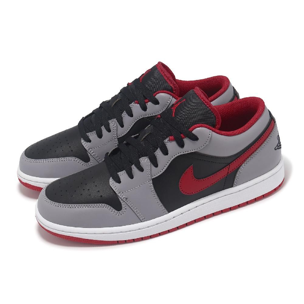 NIKE 耐吉   休閒鞋 Air Jordan 1 Low 男鞋 煙灰 黑 紅 AJ1 一代 喬丹 553558-060