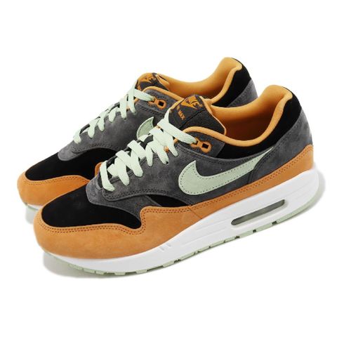 Nike 休閒鞋 Air Max 1 PRM 男鞋 Honeydew 灰 橘 綠 復古 氣墊 DZ0482-001