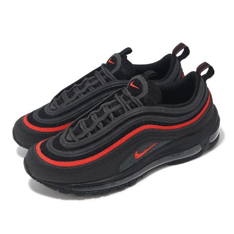 NIKE 耐吉 休閒鞋 Air Max 97 男鞋 黑 紅 氣墊 夜光 情侶鞋 921826-018