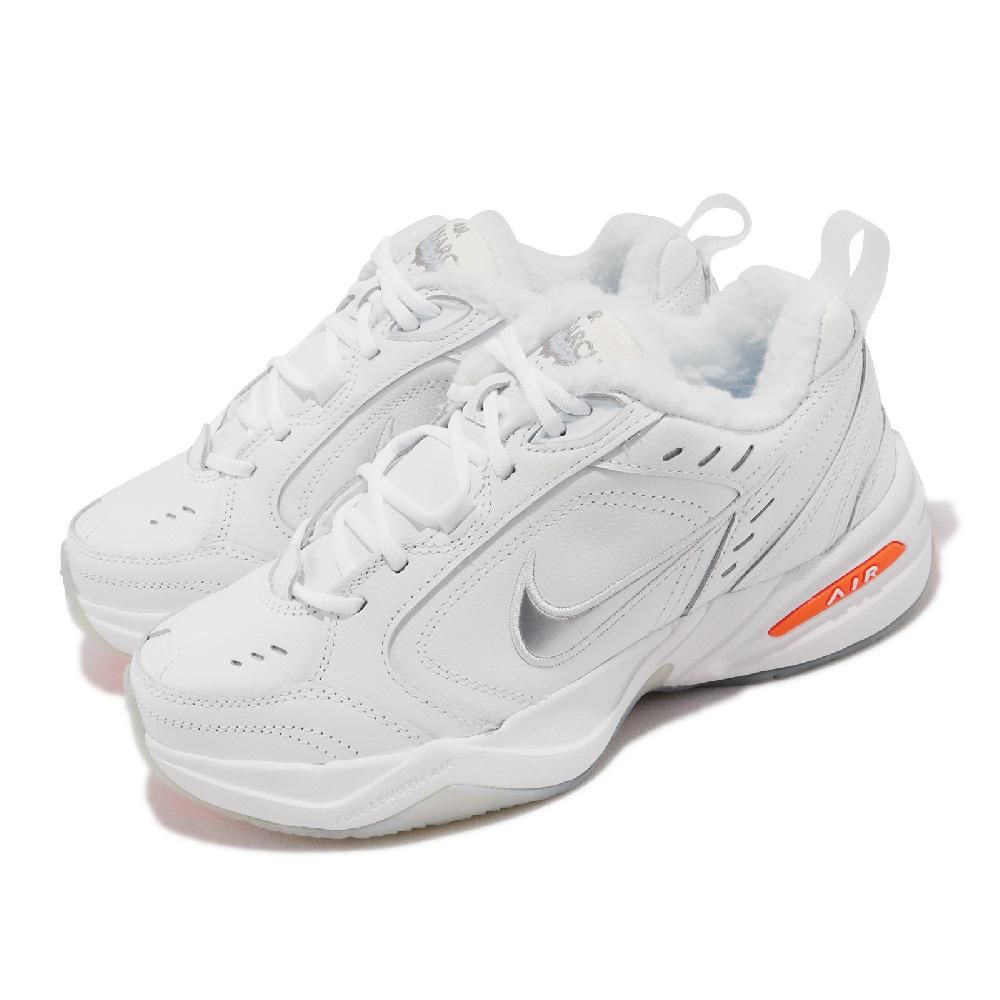 NIKE 耐吉   休閒鞋 Air Monarch IV PRM 男鞋 白 銀 復古 保暖內裡 皮革 老爹鞋 AV6676-100