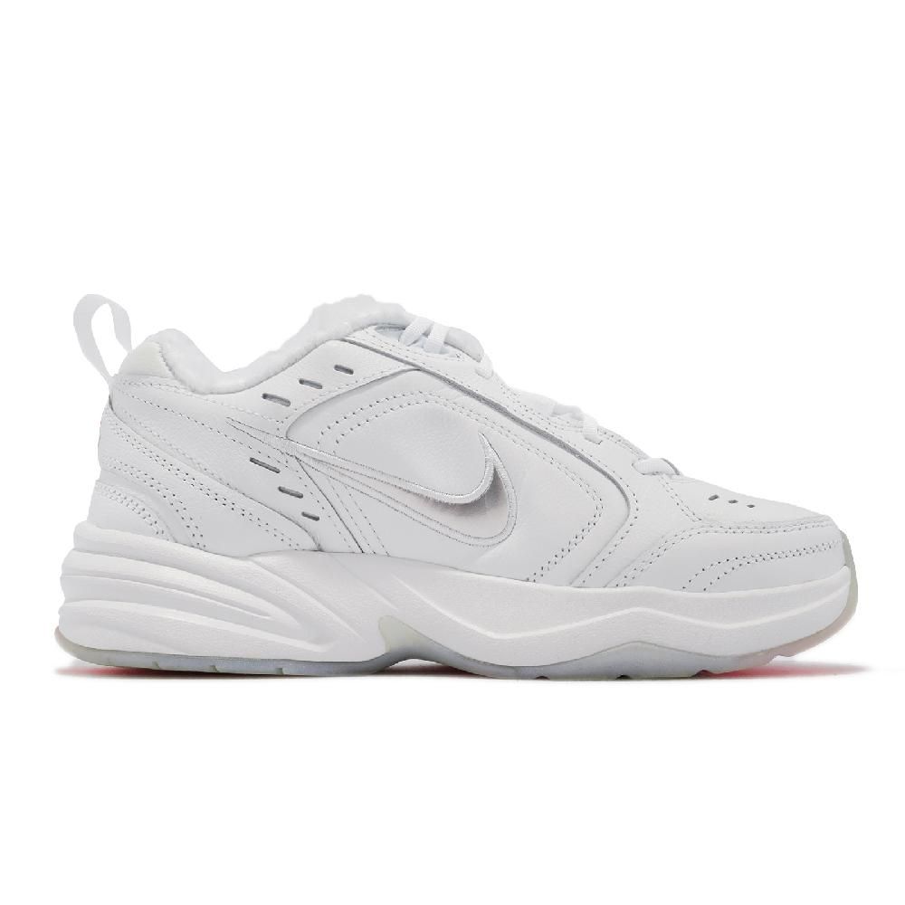 NIKE 耐吉   休閒鞋 Air Monarch IV PRM 男鞋 白 銀 復古 保暖內裡 皮革 老爹鞋 AV6676-100