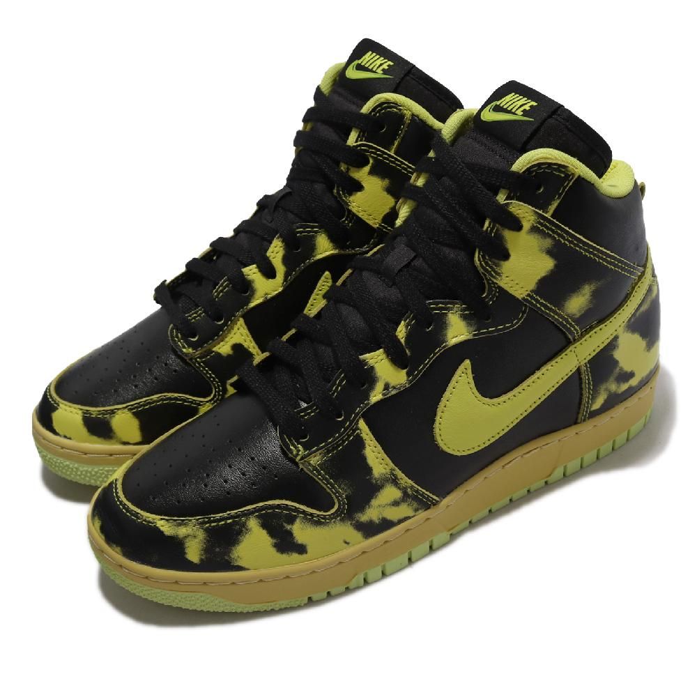 NIKE 耐吉   休閒鞋 Dunk High 1985 SP 男鞋 黑 黃 皮革 高筒 Yellow Acid Wash DD9404-001