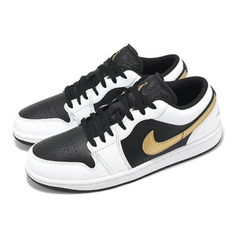 NIKE 耐吉 Nike 耐吉 休閒鞋 Air Jordan 1 Low 男鞋 白 黑 金 金勾 AJ1 一代 553558-172