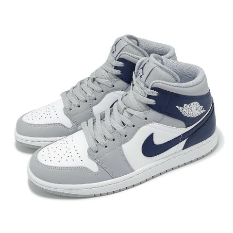 NIKE 耐吉 Nike 耐吉 休閒鞋 Air Jordan 1 Mid 男鞋 灰 白 午夜藍 AJ1 中筒 一代 DQ8426-104