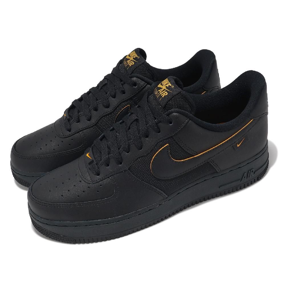 NIKE 耐吉 Nike 耐吉 休閒鞋 Air Force 1 07 男鞋 黑 黃 皮革 AF1 經典 運動鞋 FZ4617-001