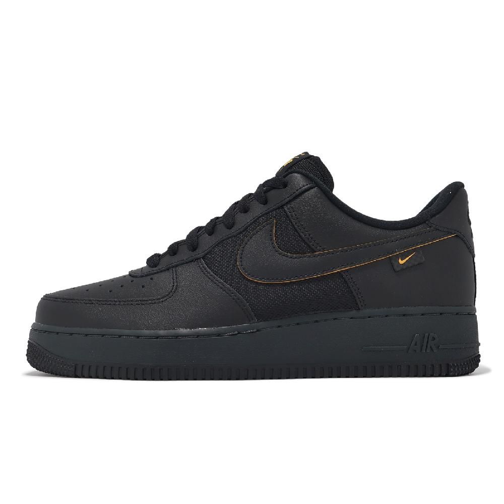 NIKE 耐吉 Nike 耐吉 休閒鞋 Air Force 1 07 男鞋 黑 黃 皮革 AF1 經典 運動鞋 FZ4617-001