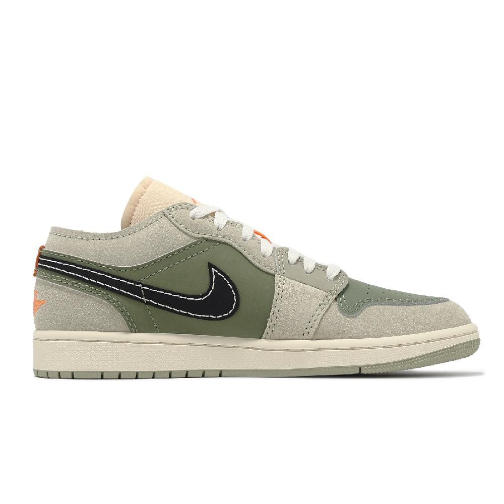 NIKE 耐吉 Nike 耐吉 休閒鞋 Air Jordan 1 Low SE Craft 男鞋 橄欖綠 橘 絨面革 AJ1 FD6819-300