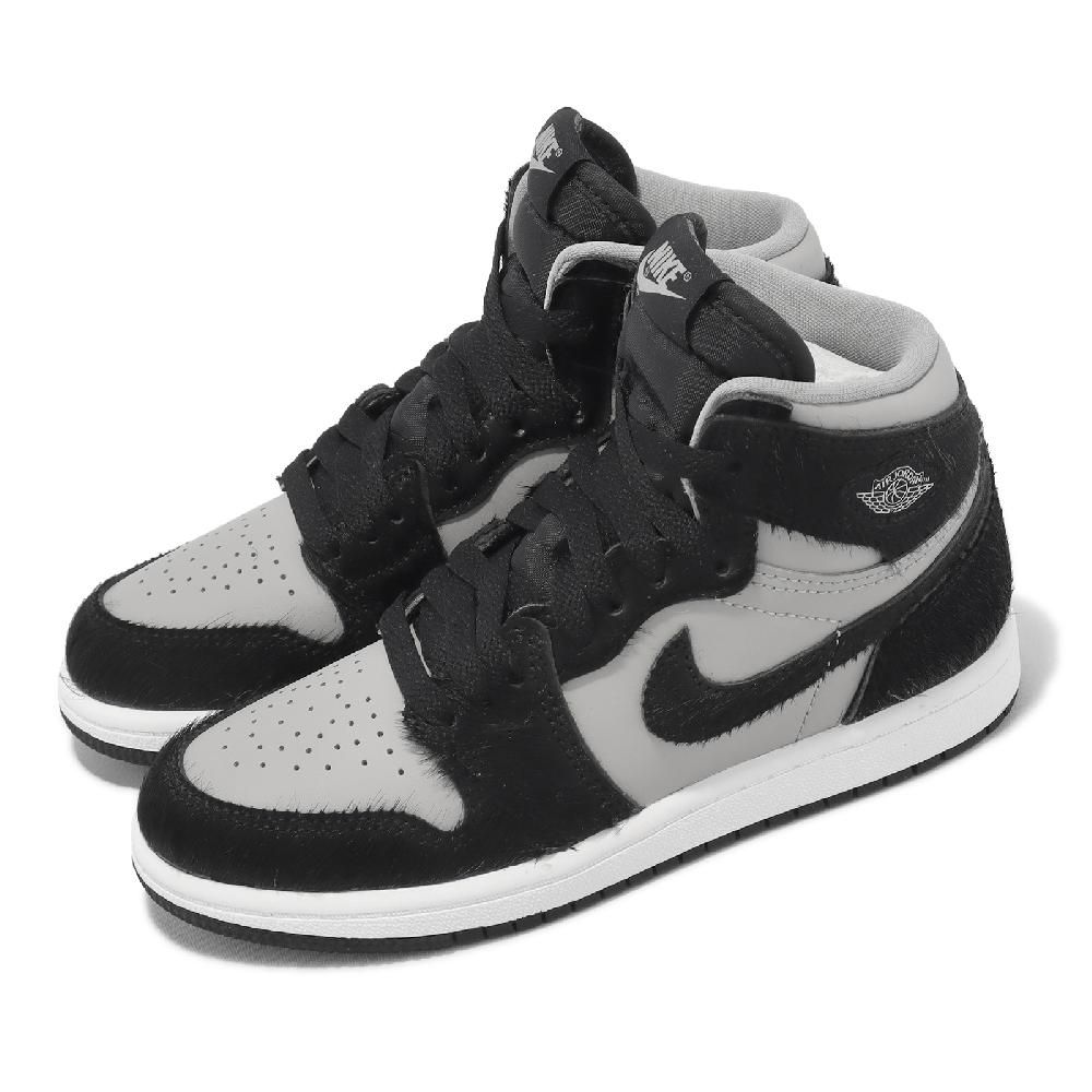 NIKE 耐吉   童鞋 Jordan 1 Retro High OG PS 中童 黑 灰 Twist 2.0 絨毛 FB1312-001