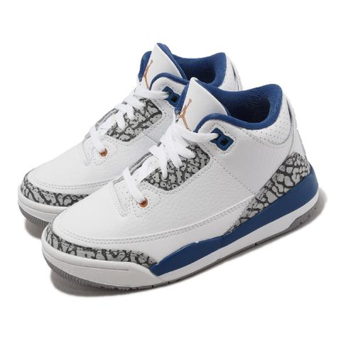 Nike 耐吉 籃球鞋 Jordan 3 Retro PS 中童 童鞋 白 藍 爆裂紋 華盛頓巫師 運動鞋 DM0966-148