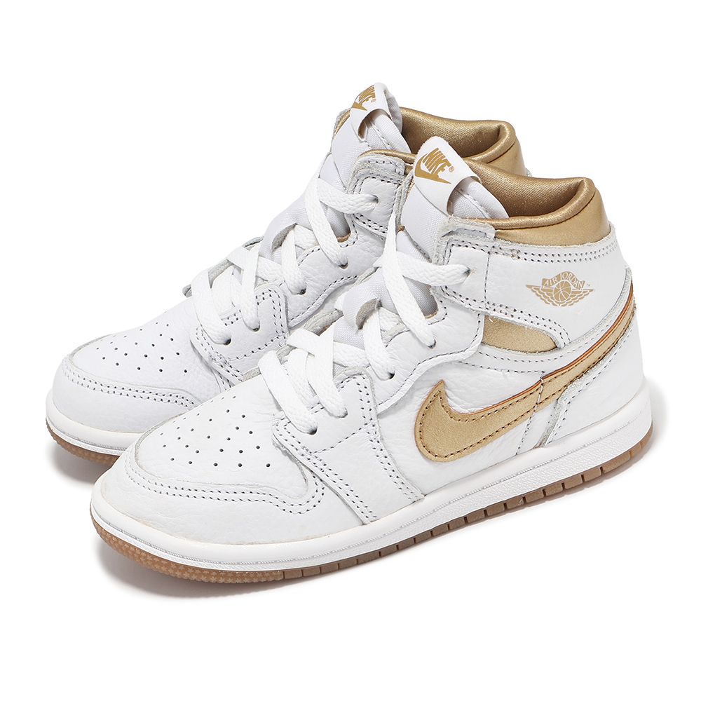 NIKE 耐吉   Air Jordan 1 High OG TD 童鞋 白 金 學步鞋 小童 親子鞋 喬丹  FD2598-107