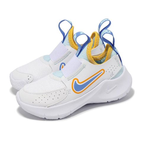 Nike 耐吉 童鞋 Flex Runner 3 PS 中童 小朋友 白 藍 套入式 無鞋帶 運動鞋 HJ3496-141