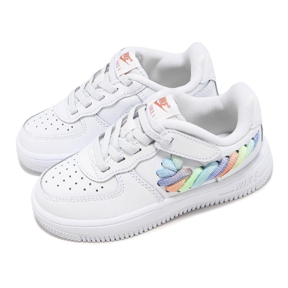 NIKE 耐吉   童鞋 Force 1 Low EasyOn LV8 1 PS 中童 小朋友 白 編織 彩虹 休閒鞋 FN4890-100