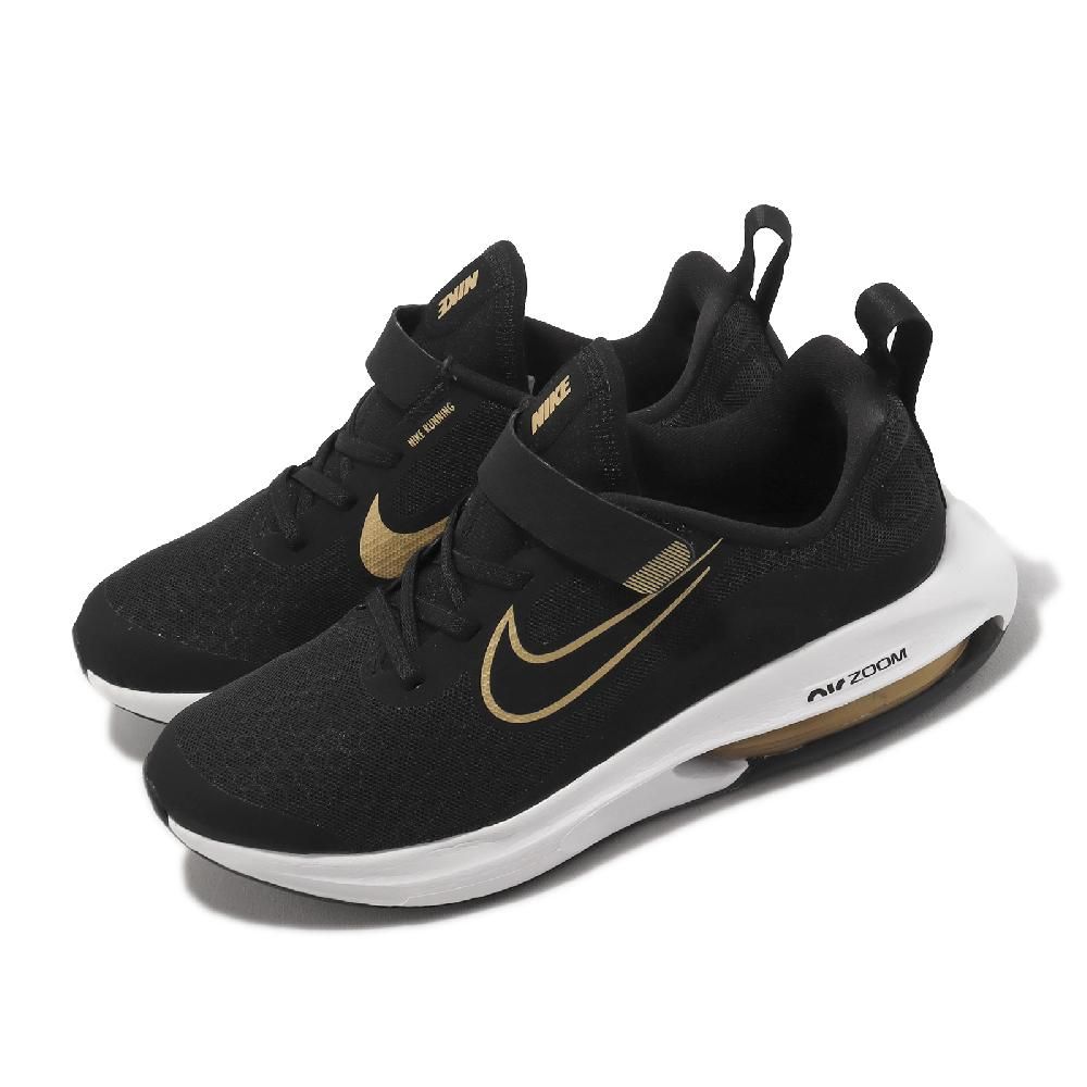 NIKE 耐吉   童鞋 Air Zoom Arcadia 2 PSV 中童 黑 金 小朋友 魔鬼氈 氣墊 運動鞋 DM8492-001