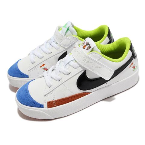 NIKE 耐吉 童鞋 Blazer Low 77 PS 中童鞋 白 藍 黑 麂皮 皮革 魔鬼氈 小朋友 DV1751-101