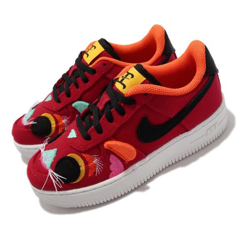 NIKE 耐吉 童鞋 Force 1 LV8 PS 中童 紅 白 經典款 中國新年 舞獅 帆布 休閒鞋 DQ5071-601