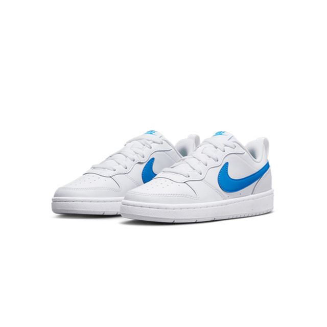 NIKE 耐吉  Court Borough Low 2 GS [BQ5448-123] 大童 休閒鞋 運動 皮革 白 清爽藍