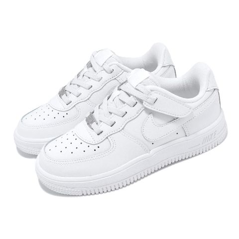 NIKE 耐吉 童鞋 Force 1 Low Easyon PS 中童鞋 白 皮革 魔鬼氈 AF1 經典 休閒鞋 FN0237-111