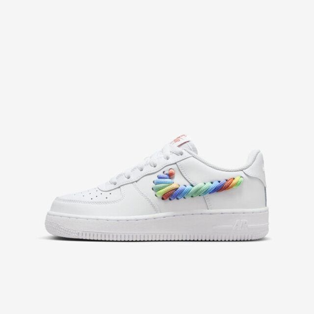 NIKE 耐吉  Air Force 1 Lv8 1 GS FQ4948-100 大童 休閒鞋 經典 彩虹編織 穿搭 白彩