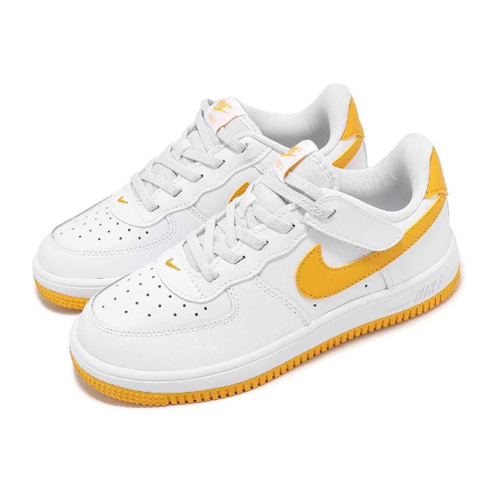 NIKE 耐吉   休閒鞋 Force 1 Low EasyOn PS 中童 白 黃 AF1 易穿脫 小朋友 FN0237-109