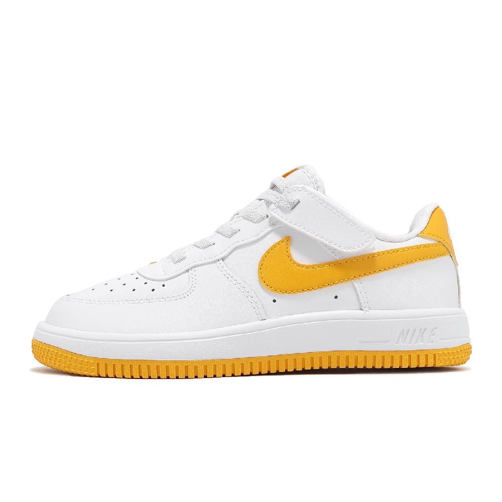 NIKE 耐吉   休閒鞋 Force 1 Low EasyOn PS 中童 白 黃 AF1 易穿脫 小朋友 FN0237-109