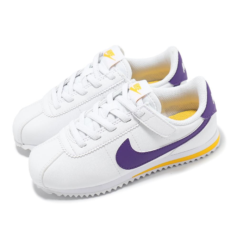 NIKE 耐吉   休閒鞋 Cortez Easyon PS 中童 紫 白 黃 湖人配色 小朋友 阿甘鞋 DM0951-105