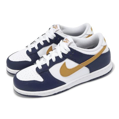 NIKE 耐吉 Nike 耐吉 童鞋 Dunk Low PS 中童 小朋友 休閒鞋 海軍藍 金 親子鞋 FB9108-111