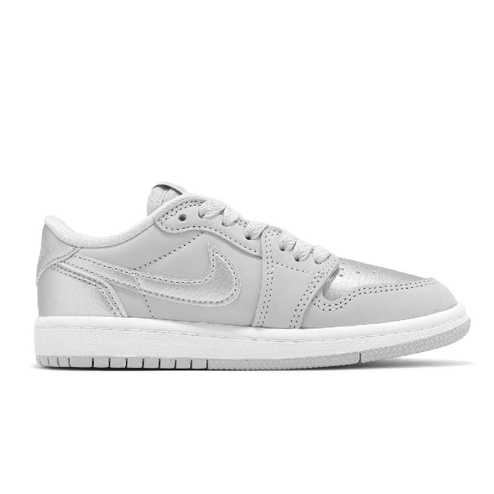 NIKE 耐吉 Nike 耐吉 休閒鞋 Air Jordan 1 Retro Low OG PS 中童 白 銀 小朋友 AJ1 FQ5436-002