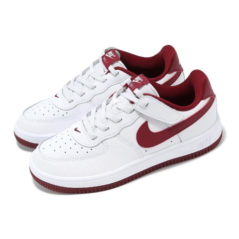 NIKE 耐吉 童鞋 Force 1 Low EasyOn PS 中童 小朋友 白 紅 魔鬼氈 休閒鞋 FN0237-105