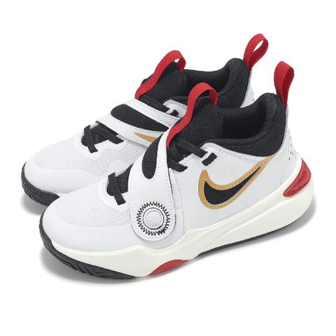 NIKE 耐吉 Nike 耐吉 籃球鞋 Team Hustle D 11 PS 中童 白 黑 金 童鞋 魔鬼氈 運動鞋 DV8994-104