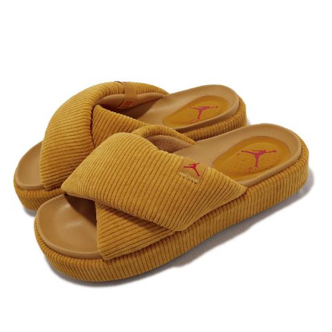 Nike 耐吉 拖鞋 Wmns Jordan Sophia 女鞋 土黃 卡其 燈芯絨 交叉 舒適 涼拖鞋 DO8863-700
