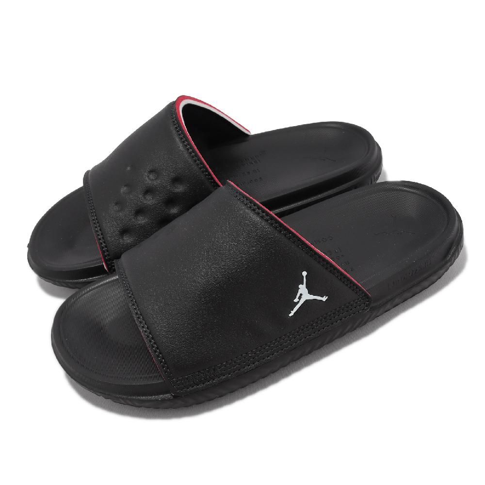 NIKE 耐吉   拖鞋 Jordan Play Slide GS 女鞋 大童鞋 黑 紅 皮革 一片拖 運動拖鞋 喬丹 DN3596-060