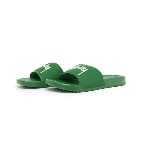 【NIKE 耐吉】Stussy x Nike 拖鞋 電繡 綠色 DC5239-300