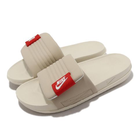 NIKE 耐吉 拖鞋 Wmns Offcourt Adjust Slide 女鞋 米白 紅 一片拖 魔鬼氈 DV1033-100