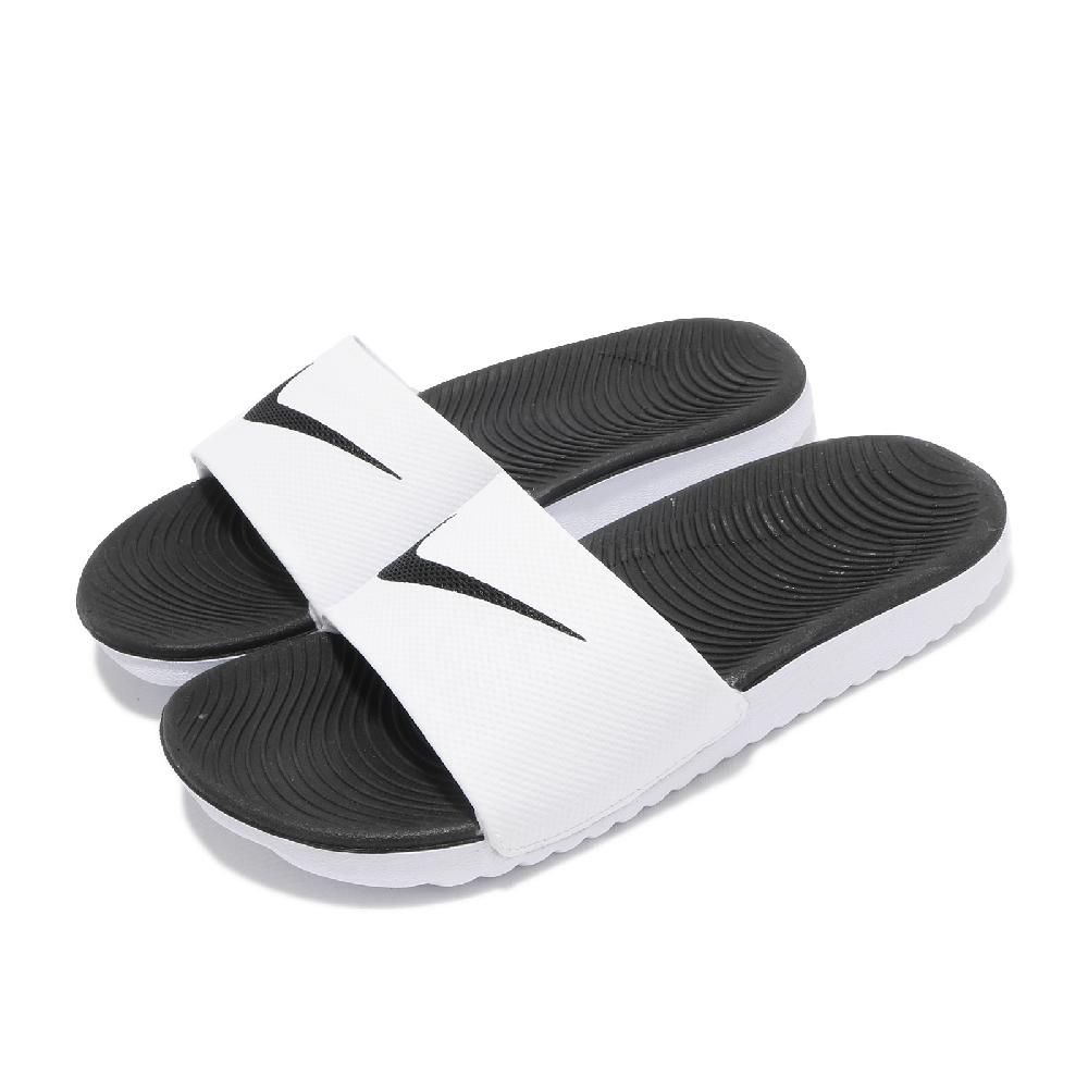 NIKE 耐吉   拖鞋 Kawa Slide GS/PS 大童鞋 女鞋 小朋友 中童 白 黑 一片拖 819352-100