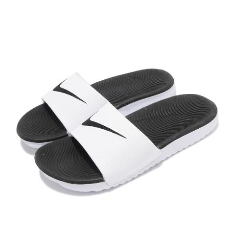 NIKE 耐吉 拖鞋 Kawa Slide GS/PS 大童鞋 女鞋 小朋友 中童 白 黑 一片拖 819352-100