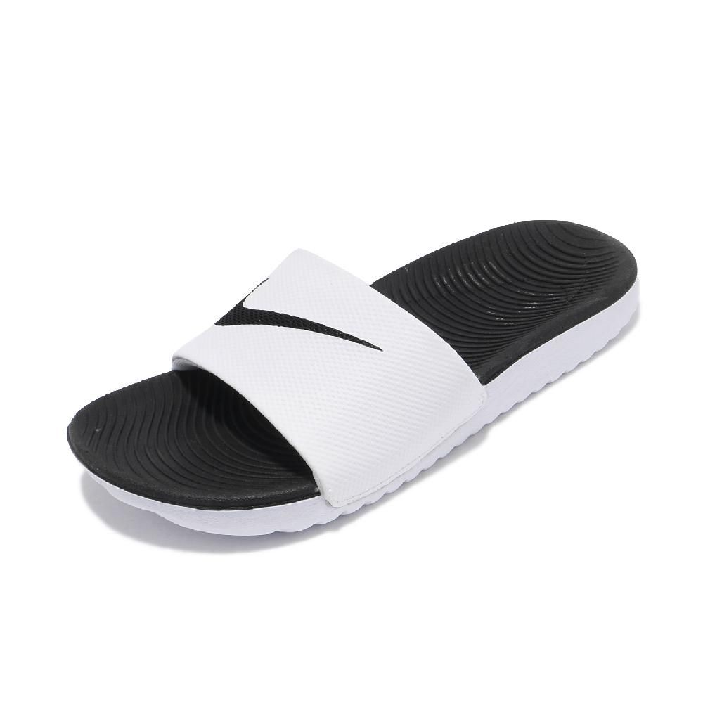 NIKE 耐吉   拖鞋 Kawa Slide GS/PS 大童鞋 女鞋 小朋友 中童 白 黑 一片拖 819352-100